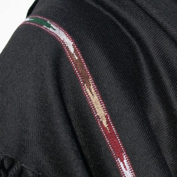 Swati Islampuri Woolen Shawl – Soft and Warm Classic Black with Vibrant Border - Image 3